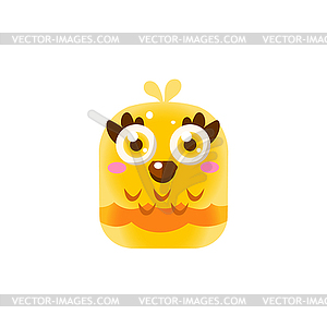 Yellow Adorable Chick Square Icon - vector image