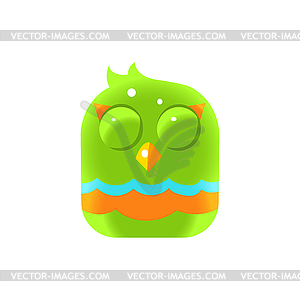 Green Sleeping Chick Square Icon - vector image