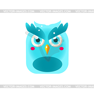 Blue Owl Chick Square Icon - vector image