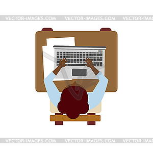 Feale Student With Computer of Above - vector clipart