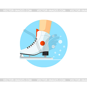 Ice-skating Round Sticker - vector image