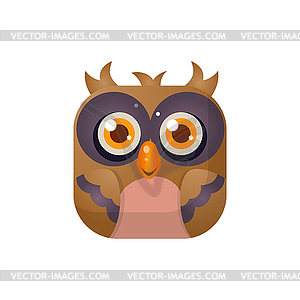 Owl Square Icon - color vector clipart