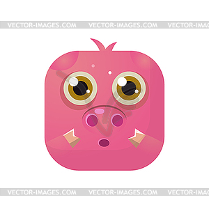 Pig Square Icon - vector image