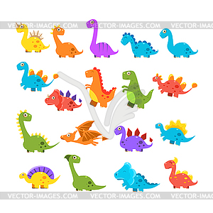 Симпатичный мультяшный Dinosaurs Set - векторный клипарт EPS