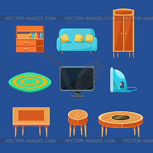 Living Room Furniture Set - vector image