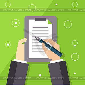 Signing Contract - vector clipart