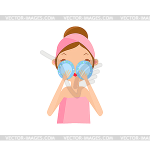 Girl Using Eye Patches - royalty-free vector image