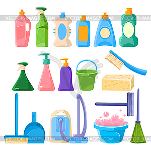 Household Cleaning Equipment Set - vector image