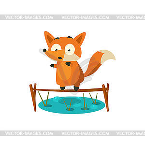 Fox Crossing Pond - vector clip art