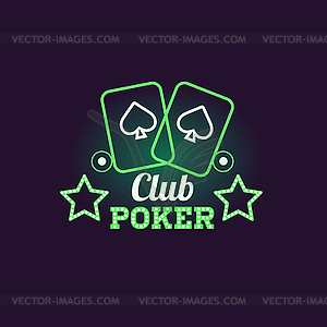 Green Poker Club Neon Sign - vector clipart