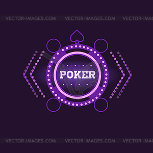 Круглая рамка Покер Фиолетовый Неоновый знак - векторизованный клипарт