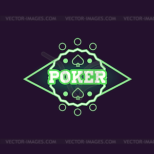 Round Green Poker Неоновый знак - изображение векторного клипарта