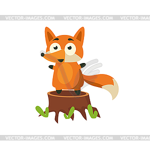 Fox Standing On Stump - vector clipart