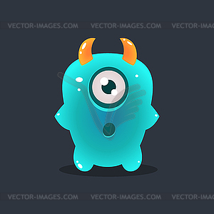 One-eyed Blue Alien - royalty-free vector clipart