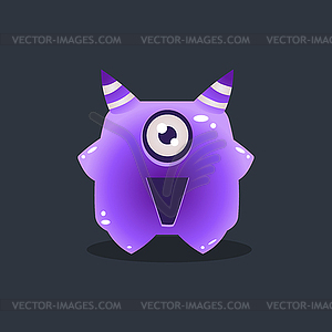 Purple Alien With Horns - vector clipart