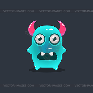 Blue Alien With Horns - vector image