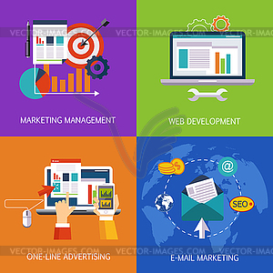 Marketing Technologies Set Concept Art - vector image