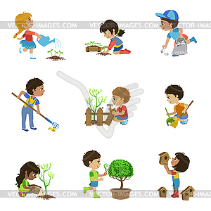 Kids Gardening s Collection - vector image