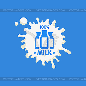 Three Bottles Milk Product Logo - vector image