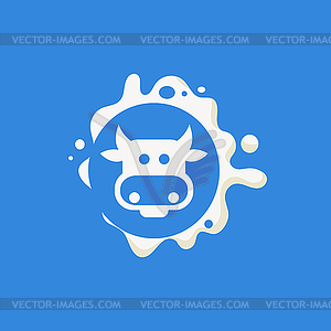 Корова Логотип лица молочный продукт - иллюстрация в векторном формате