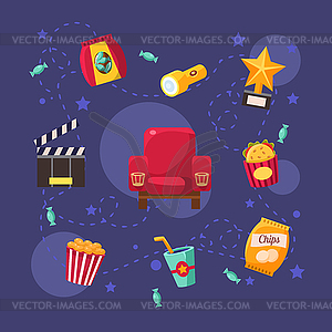 Cinema Related Objects Collection - vector image