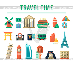 Travel Time Items Collection - vector clipart / vector image