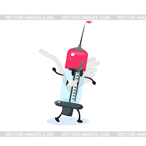 Syringe Cartoon Character - vector clipart