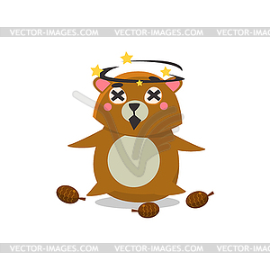 Dizzy Brown Bear - vector clip art