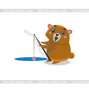 Fishing Brown Bear - vector clipart