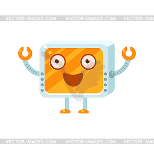 Счастливый маленький робот Характер - векторное графическое изображение