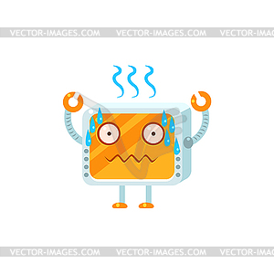 Stressed Little Robot Character - vector image