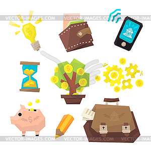 Banking Related Icons Set - vector image