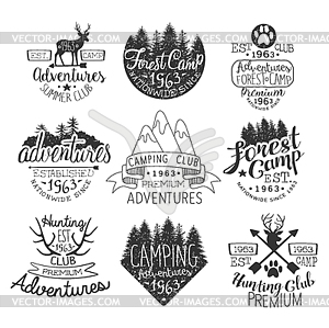 Vintage Forest Stamps Set - vector image