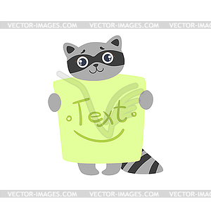 Raccoon With Template For Message - vector clipart
