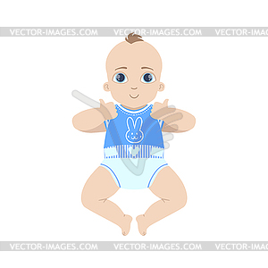 Baby In Blue Showing Thumbs Up - vector image