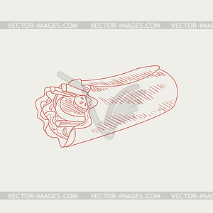 Burrito Sketch - color vector clipart