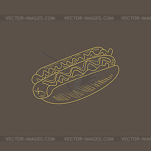 Hot Dog Эскиз - векторный графический клипарт