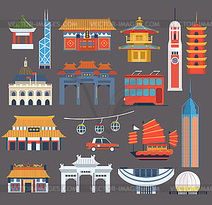 Chinese Symbolic Landmarks Collection - vector clipart