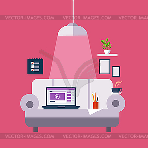 Freelance Office On Sofa - vector clipart