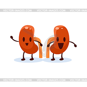 Kidneys Primitive Style Cartoon Character - vector clipart