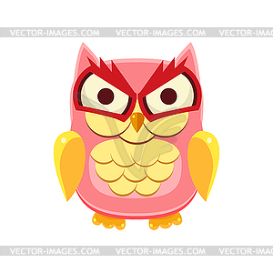 Pink Owl Holding Laughter - vector clipart