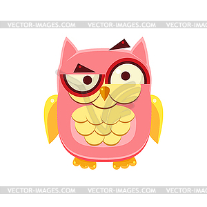 Confused Pink Owl - color vector clipart