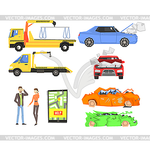 Evacuation of car After Crush Infographic - vector image