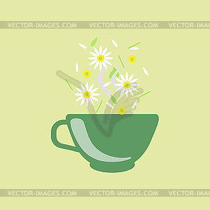 Ромашковый чай В Green Cup - клипарт в векторе