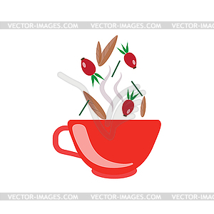 Hibiscus Tea In Red Cup - vector image