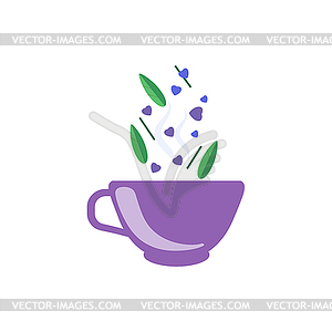 Чай с любовью в Кубке Фиолетовый - стоковый векторный клипарт