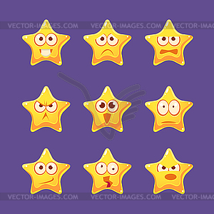 Golden Star Emoji Character Set - vector clipart