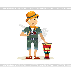 Safari Style Одетый фотограф - клипарт Royalty-Free