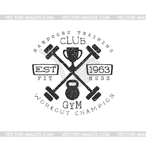 Vintage Gym Fitness Stamp Collection - white & black vector clipart