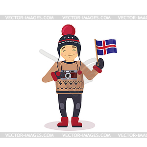 Photographer With Flag Of Iceland - vector clip art